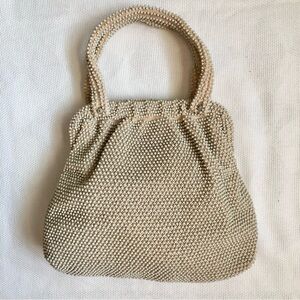 Beaded handbag vintage cream ivory 1960’s Corde-Bead USA purse bag Prom